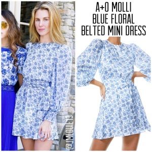 🎀SOLD🎀Alice + Olivia Molli Blue Floral Belted Mini Dress